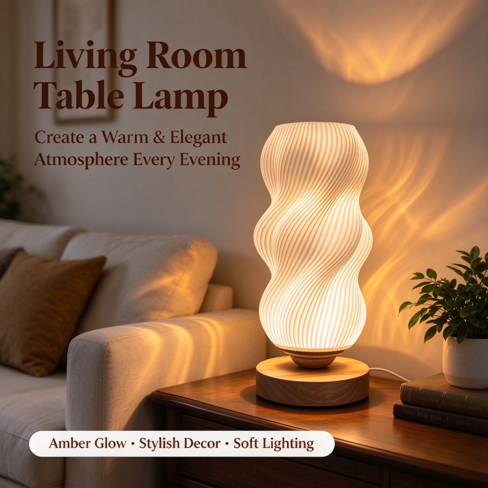 Lighting Decor Bedroom - 3D Baskı Teknolojisiyle Üretilmiş Dalga Desenli