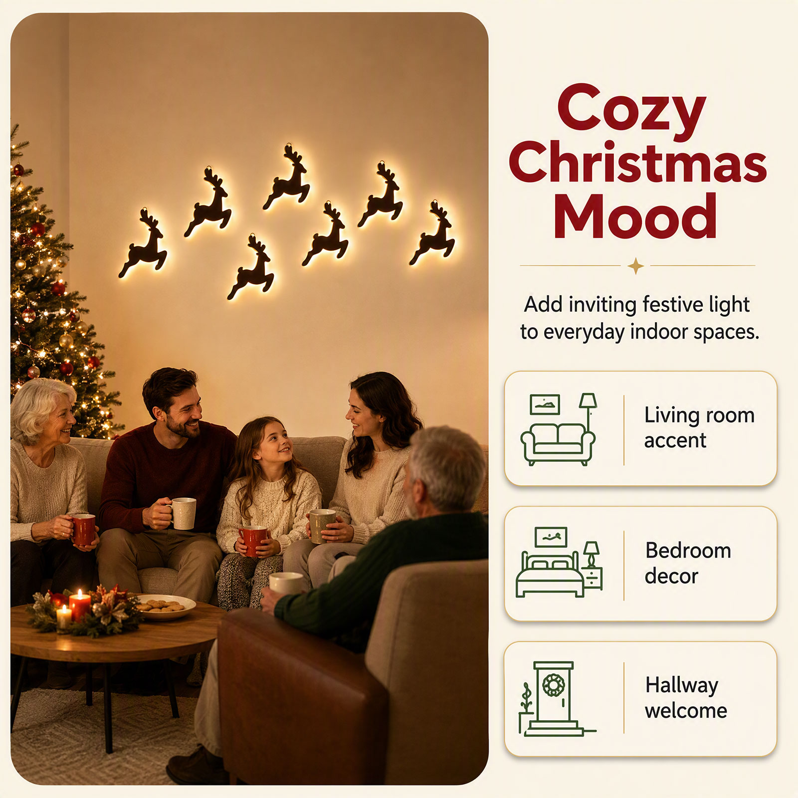 Ahşap Ren Geyiği Duvar Süsü, 7 - Up Lighting Decor incelemesi ve fiyatı
