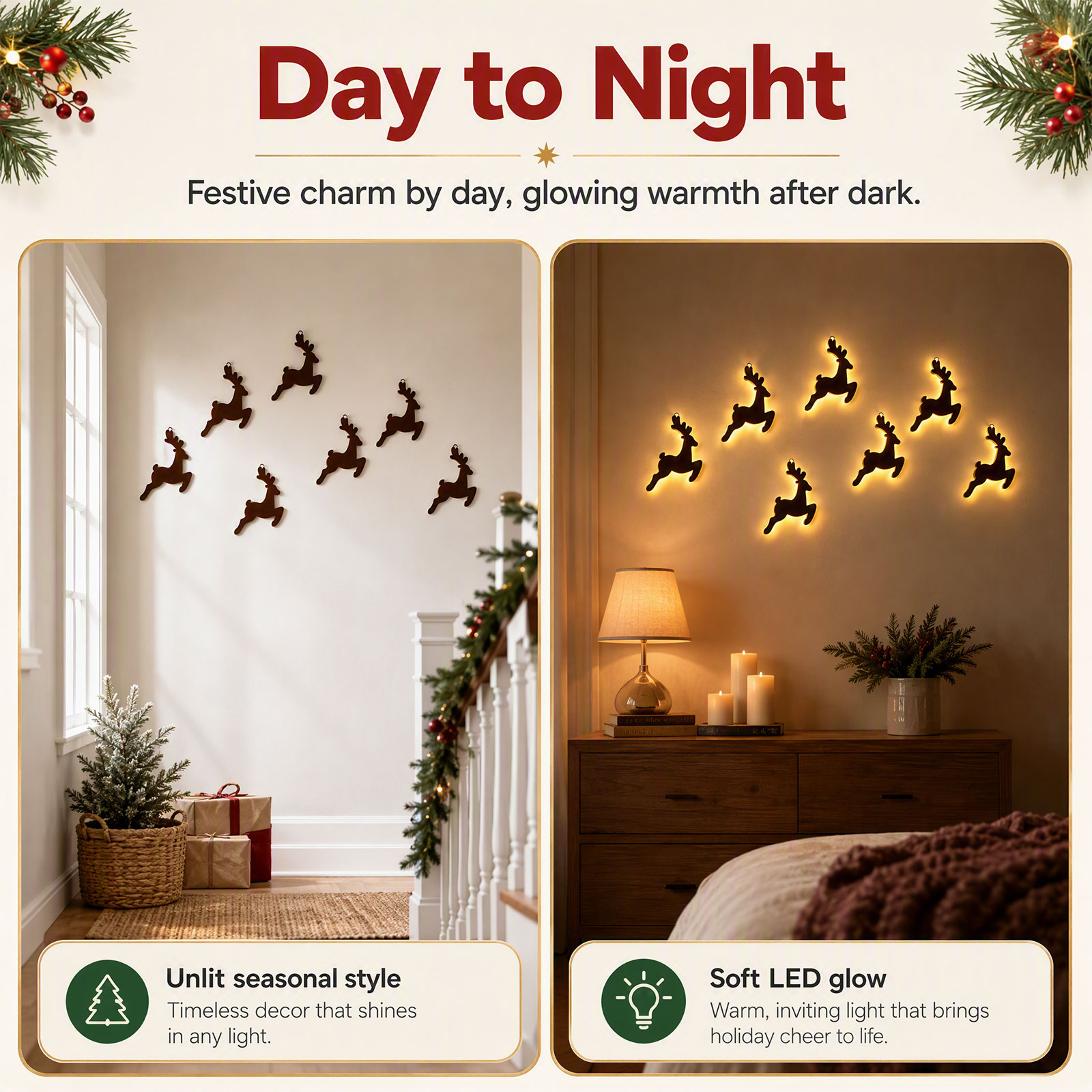 7 Adet LED'li Ahşap Ren Geyiği - Up Lighting Decor incelemesi ve fiyatı