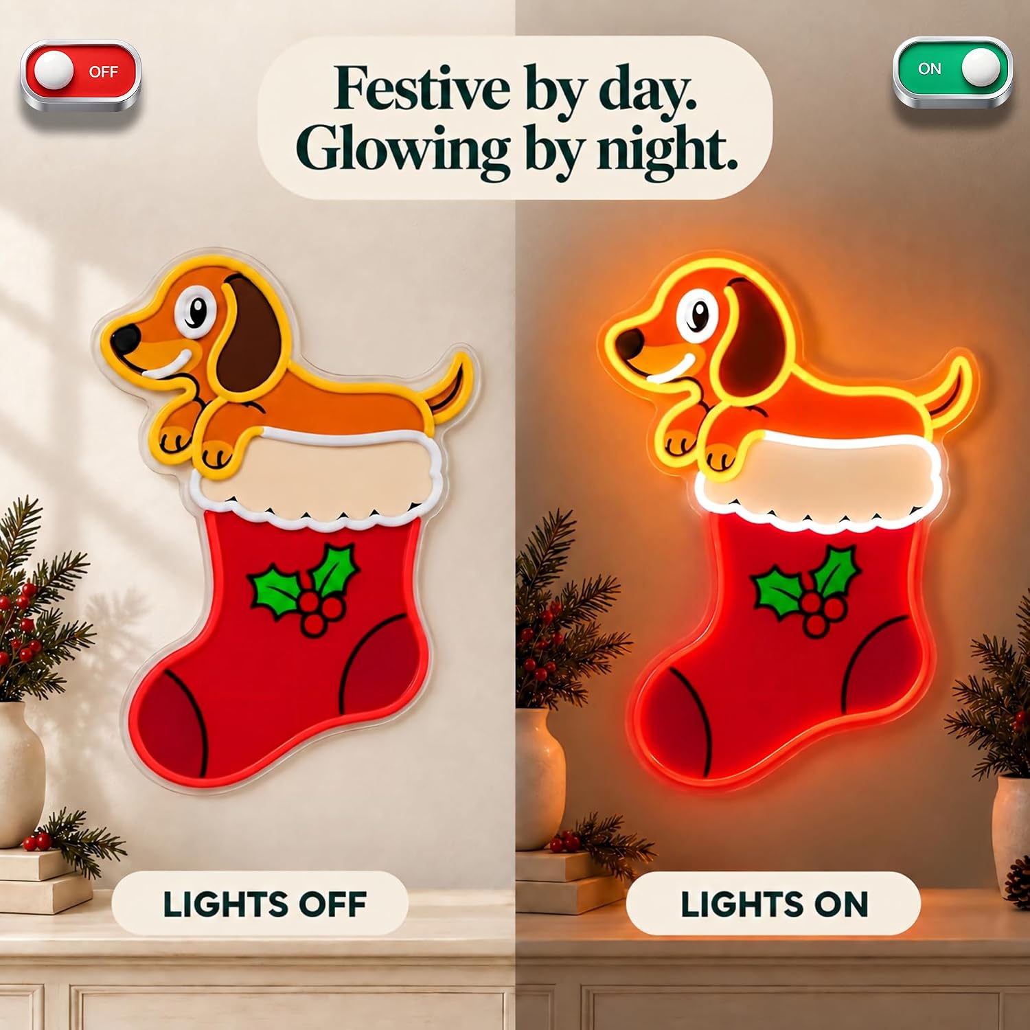 Noel Çorabı LED Neon Tabelası, - Lighting Christmas Decor incelemesi ve fiyatı